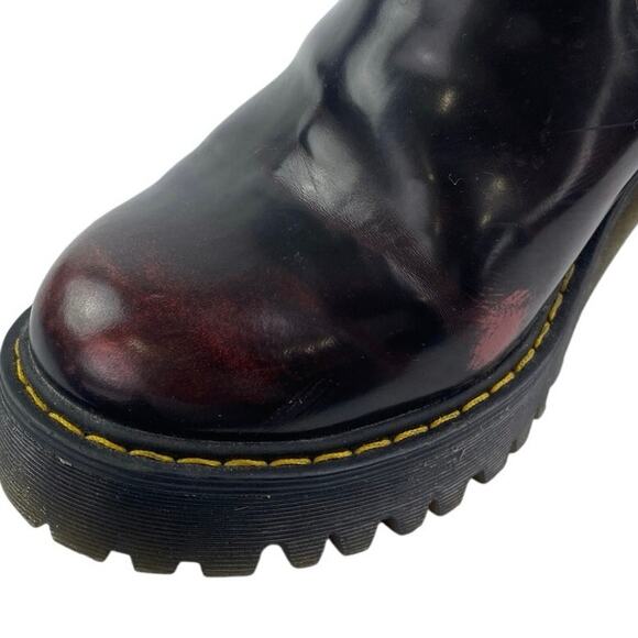 Dr. Martens Husrton Women's Black Red Leather Heeled Platform Chelsea Boots Sz 7 - Picture 6 of 7